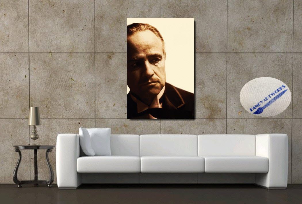 The Godfather Vito Corleone Oil Painting on Canvas Hand-painted Art Movie NOT a Print Giclee Poster Home Wall Decor 24”x36” FancyArtworks