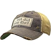 VINTAGE LIFE But did You Die Vintage Distressed Trucker Cap, Navy Blue, Adult Headwear Accessories