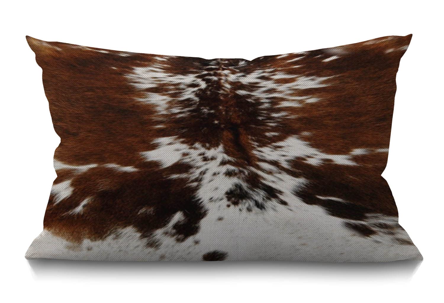 BGBDEIA 30cmx50cm Cushion Cover Rustic Farmhouse Decor Tri Color Brown Cowhide Print Pillowcases Cotton Linen Animal Skin Herd Throw Pillow Case Pillow Cover for Sofa Couch Bedroom,12 x 20 Inch