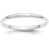 Solid Platinum 2mm Half Round Wedding Band Ring for Women or Unisex Polished Finish Classic Minimalist Plain Band Engravable Comfortable Fit Durable Platinum Jewelry Commitment or Promise Ring Stackab
