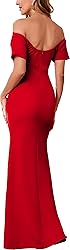 Elegant Cocktail Dresses for Women Off Shoulder Red