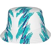 90'S Cup Design Bucket Hat, Wide Brim Washed Outdoor Sun Hat Flat Top Cap for Fishing Hiking Beach Sports