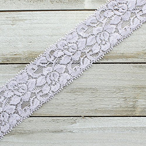Ribbon Traditions 1.5" Stretch Elastic Lace Trim White 25 yards