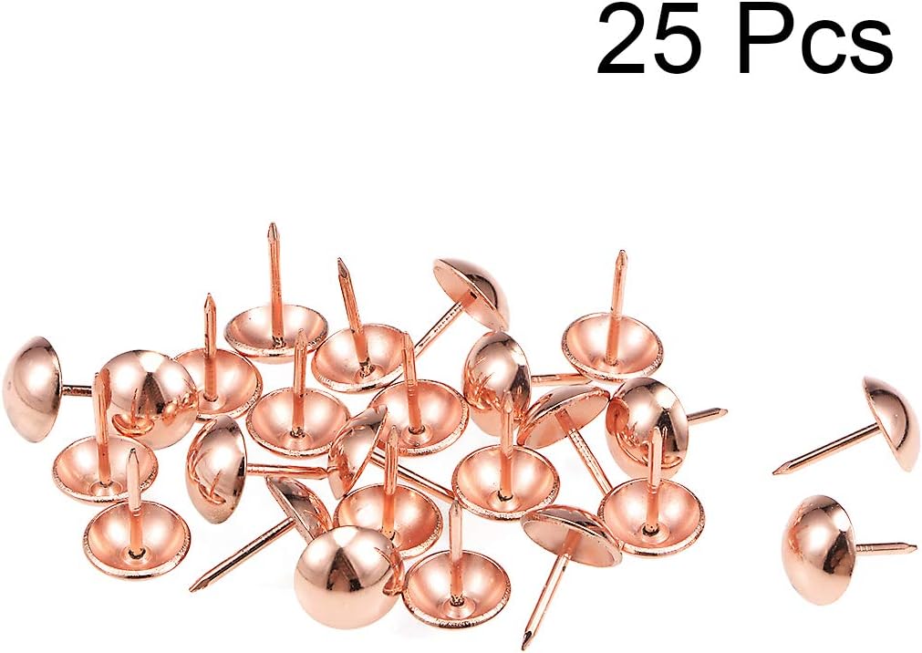 sourcing map Upholstery Nails Tacks 12mmx17mm Retro Round Thumb Push Pins Rose Gold Tone for Furniture Sofa Headboards 25 Pcs - Image 3
