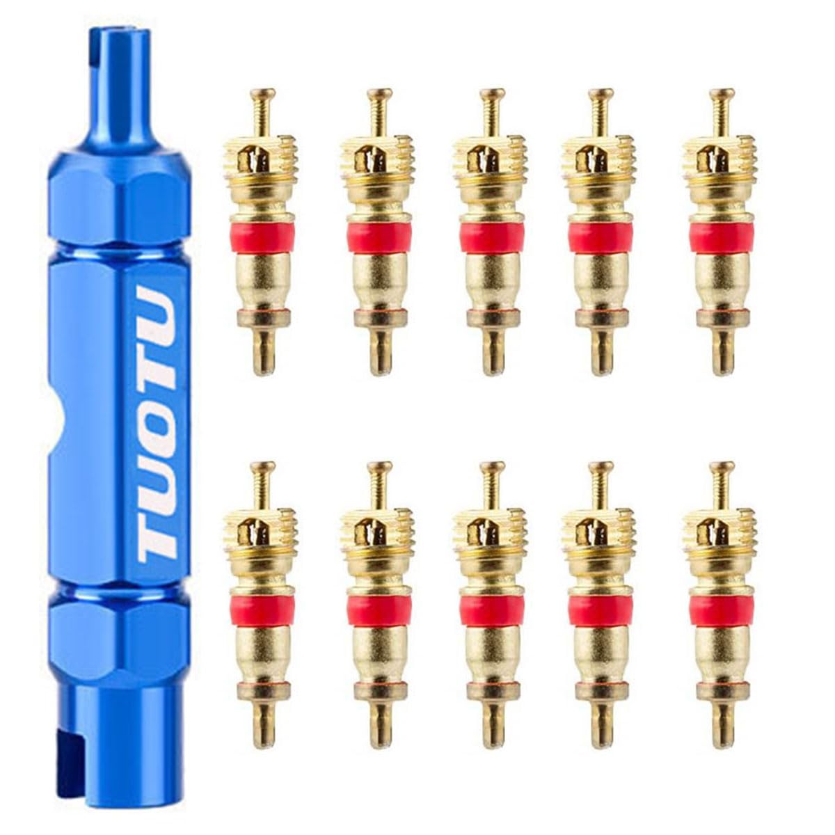TuoTu Valve Core Remover Tool Kit Bike and Car Valve Core Repair Tool with Brass Replacement Schrader Valve Core