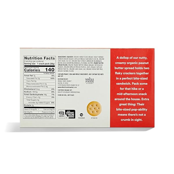 365 BY WHOLE FOODS MARKET, ORGANIC MINI PEANUT BUTTER SANDWICH CRACKERS 8 COUNT, 1 OUNCE