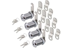 WOOCH Cabinet Cam Lock, 1-1/8 Inch Keyed Alike Cam Locks Secure File Drawer Door Mailbox Tool Box Dresser RV Cylinder Replacement Lock Hardware, Fits on 1" Max Panel Thickness (4 Pack) Chrome Finish