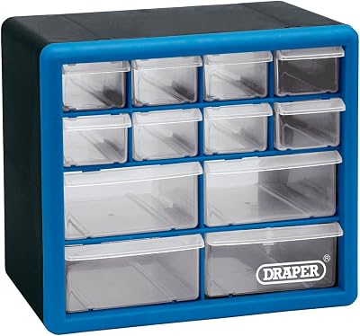 Draper 12 Drawer Organiser Storage Unit Plastic Wall Mountable