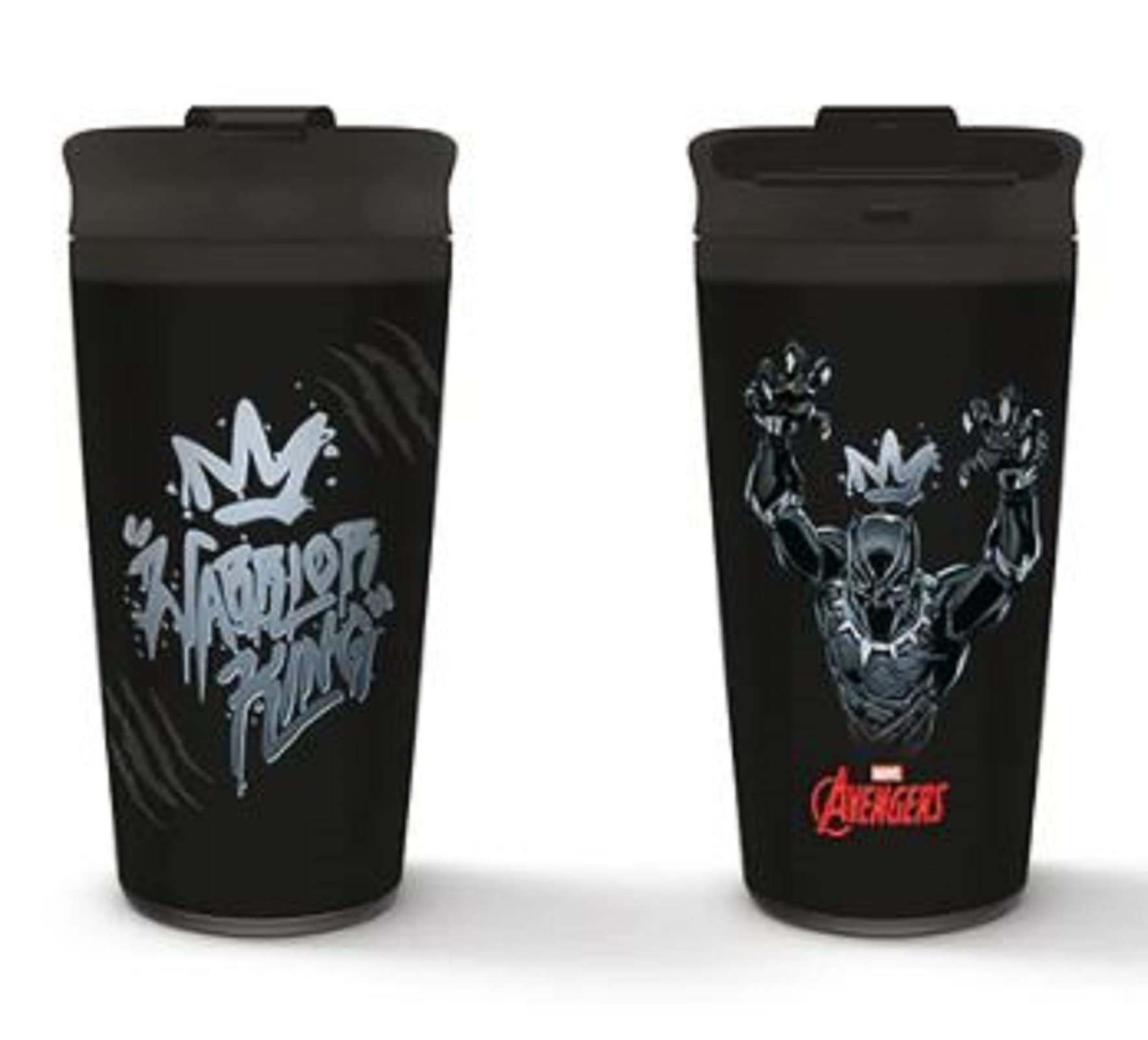 Pyramid International Marvel Black Panther Metal Mug (Warrior King Design) 16oz Metal Travel Mug, Travel Coffee Mug - Official Merchandise