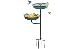 YALINKA Freestanding Birdbaths Bowl Outdoor, Standing Garden Bird Bath Bird Feeder Bowl, Detachable Decoration Spa Birdfeeder for Garden Patio Yard Lawn (Green 2)
