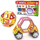 Magnetic Tile Building Set - 40 Large Pieces with Wheels, Educational Toys that Teach Colors, Shapes, and Patterns; Build Cars and Trucks for Boys or Castles for Girls, Fun for Toddlers to Teens