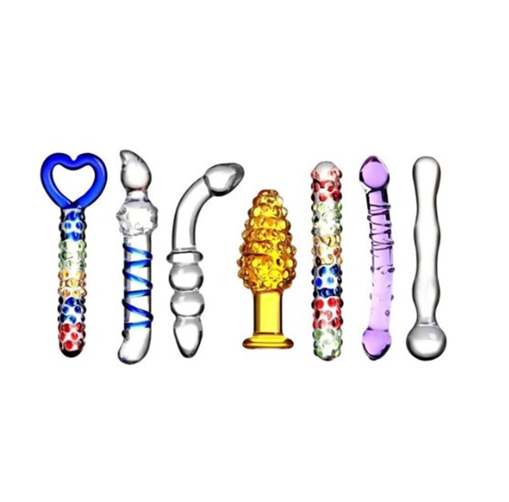 7pcs Glass Dildo Crystal Glass Dildo G Spot Penis Anal Butt Plug Masturbation Stimulator SM Toy Sex Toys Making Sex Fun