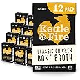 Kettle and Fire Classic Chicken Bone Broth, Keto, Paleo, and Whole 30 Approved, Gluten Free, High in Protein and Collagen, 12 Pack
