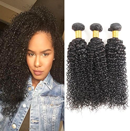 huarisiCurly Brazilian Hair 3 Bundles 100 Human Hair Weave Tight Kinky Curl Hair Extensions for Black Women 18 20 22 Inches