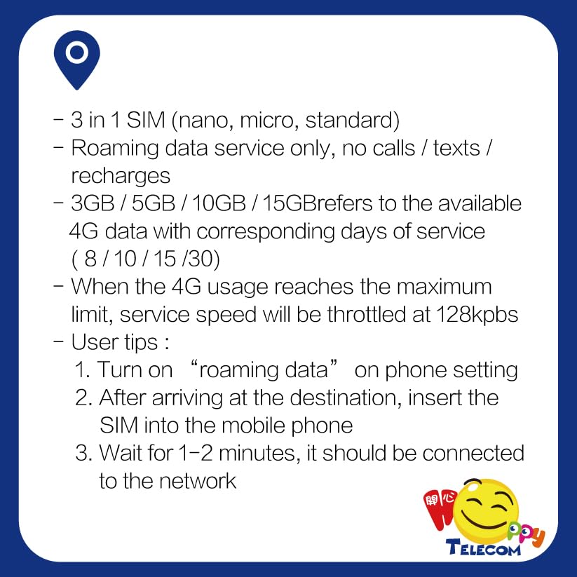 Free Test 150MB 1Day in USA | Happy China, Hong Kong, Macau 30Days Unlimited Data Sim Card | 15GB of 5G High-Speed Data | Support Google, Whatsapp, Facebook, Instagram and More