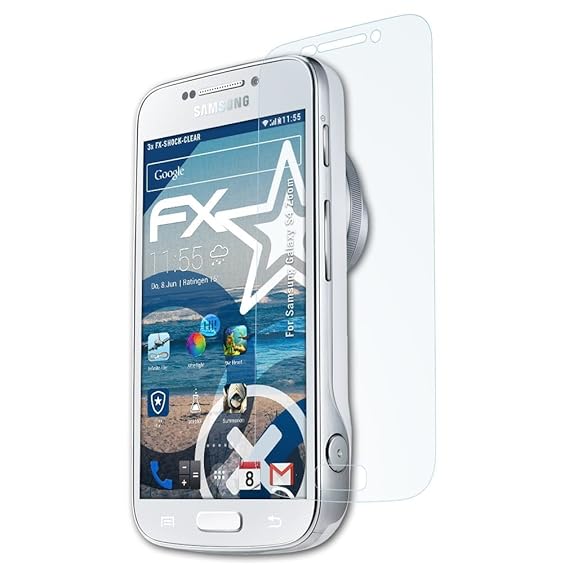 atFolix Schutzfolie kompatibel mit Samsung Galaxy S4 Zoom Panzerfolie, ultraklare und stoßdämpfende FX Folie (3X)