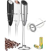 SIMPLETaste Milk Frother Handheld Battery Operated Electric Foam Maker, Drink Mixer with Stainless Steel Whisk and Stand for 