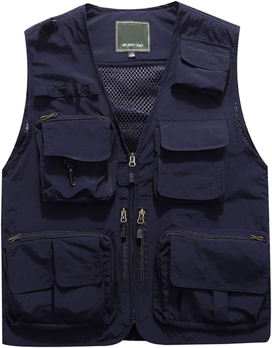Jenkoon Men's Work Multi-Pockets Lightweight Outdoor Travel Fishing Vest