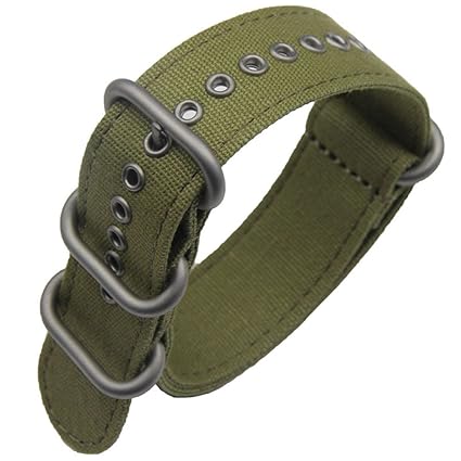 18mm Army Green High-end Superior NATO Style Sturdy Import Canvas Sport Watch Band Strap Replacement for Men
