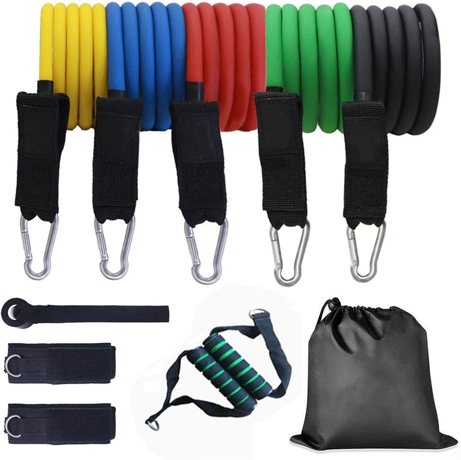 HGYLIOE Exercise Resistance Band Set, Stretching Exercise Band Set, Door Anchor for Men and Women, Home Fitness, Physiotherapy, Ankle Strap, Handle