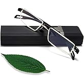 EYEURL Half Frame Reading Glasses Blue Light Blocking Computer Readers for Men Women Lightweight Anti Glare TR90 Black 4.0