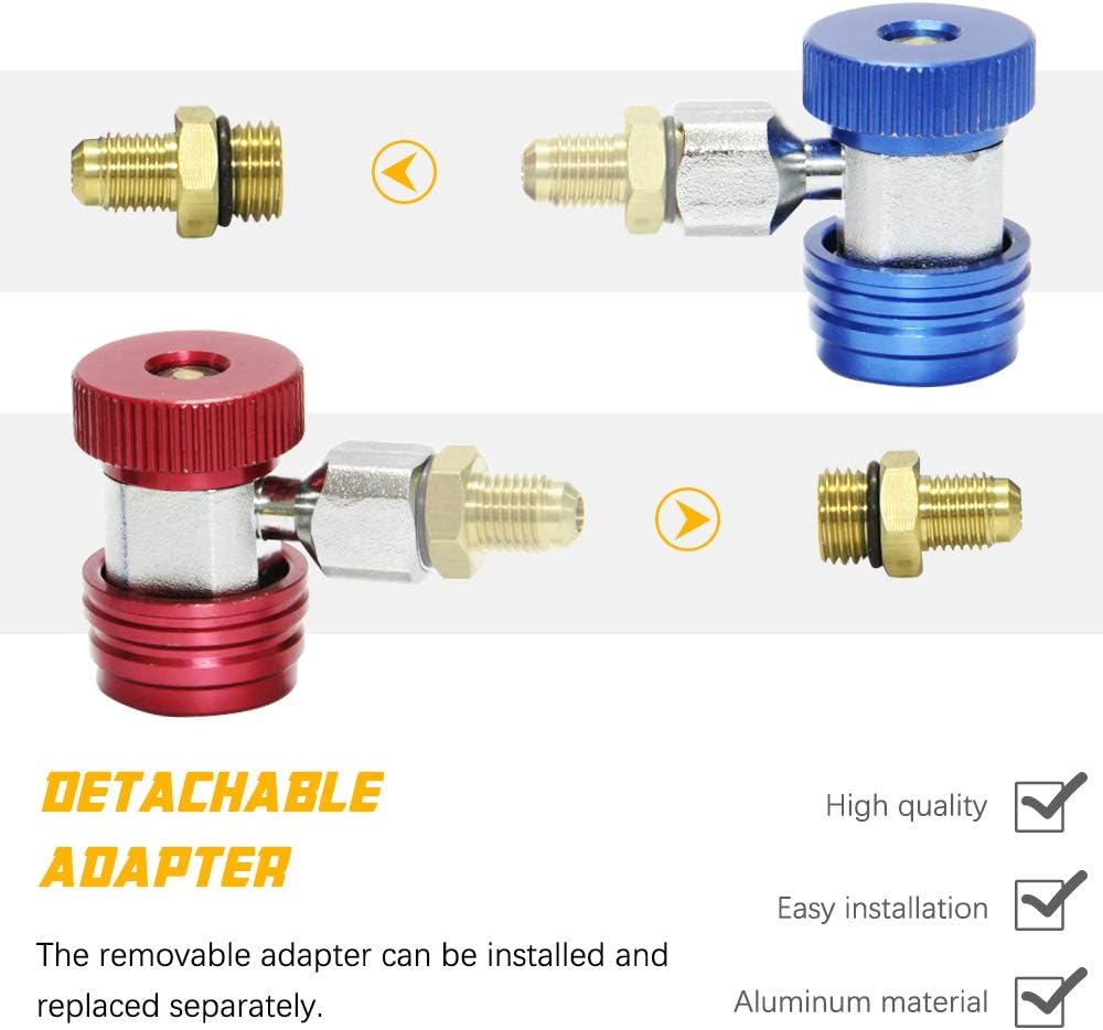 Apeixoto Adjustable R134A Adapater High Low AC Freon Mainfold Gauge Hose Conversion Kit 1/4 Inch SAE Quick Coupler Connector: Automotive