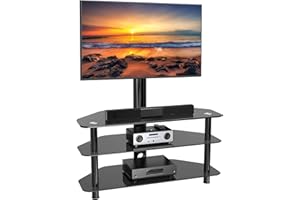 Swivel Floor TV Stand/Base for 32-75 Inch TVs-Universal Corner TV Floor Stand with Storage Perfect for Media-Height Adjustabl
