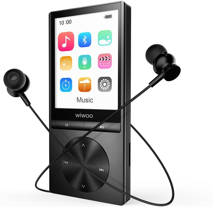 16GB MP3 Player with Bluetooth, Portable Music Player with FM Radio Voice Recorder with Armband for Running, Metal Button MP3 Player Expandable Up to 128GB