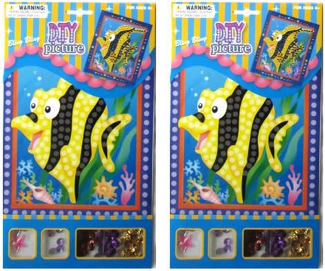 DIY Picture Kit (2 Pack) W/Gems & Sequins Angel Fish Design 8" x 6.625"