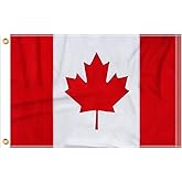 FLAGWIN Canada Flag 12x18, Embroidered Canadian Flag Small Outdoor, Canada Flags 210D Heavy Duty Nylon, Canadian Flags for Boat with Embroidered Maple Leaf, Sewn Stripes and 2 Brass Grommets