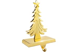 JUSTOTRY Christmas Decorations Stocking Holder for Mantel - Gold Tree Hook Xmas Accessories for Home Indoor Mantel Vintage Decor