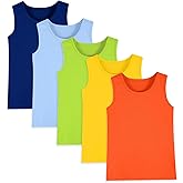 Hercugifts 5 Pack Boys Tank Tops Cotton Undershirts Kids Sleeveless Crew Neck Tank Tops for Toddlers Youth(Age 2-16)