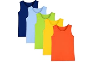 Hercugifts 5 Pack Boys Tank Tops Cotton Undershirts Kids Sleeveless Crew Neck Tank Tops for Toddlers Youth(Age 2-16)