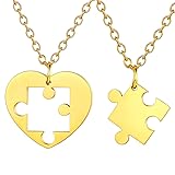 U7 Couple Necklace 18K Gold Plated Link Chain Heart