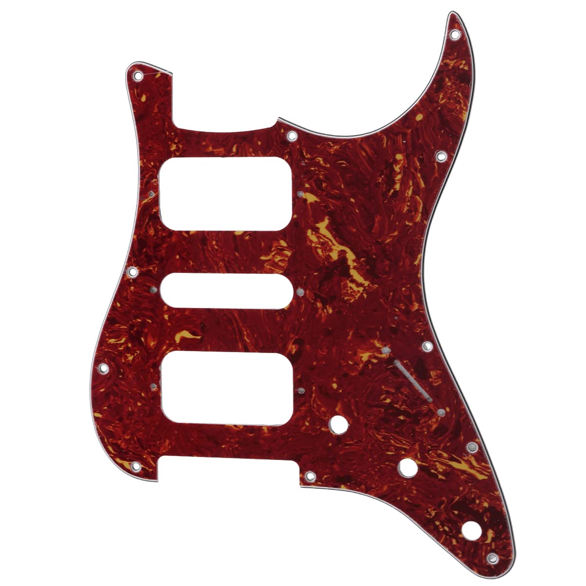 Musiclily Pro 11 Holes Round Corner HSH Strat Pickguard for American/Mexican Fender Standard Stratocaster Electric Guitar, 4Ply Vintage Tortoise