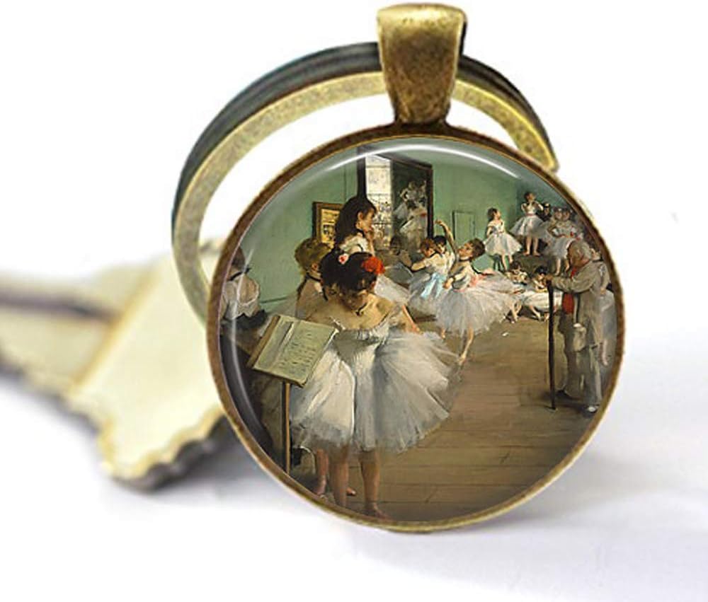 qws The Dance Class by Edward Degas - Ballet Keychain - Classic Art Jewelry - Dancing - Ballerina Gift - Classic Art Jewelry - Dancer Present