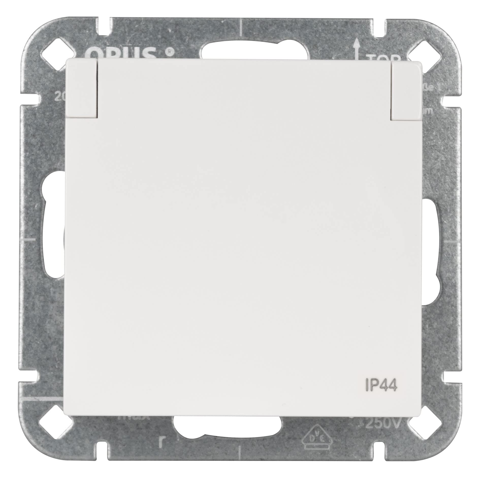 OPUS® 55 Protective Contact Socket Premium with Hinged Lid IP 44 Colour Polar White Silky Gloss