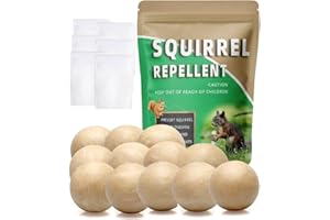 AUDQQM Squirrel Repellent, Chipmunk Repellent Outdoor, Squirrel Deterrent Balls, Safe for Garden, Attic, Bird Feeders, Garage, Lasting 60 Days-12 Packs