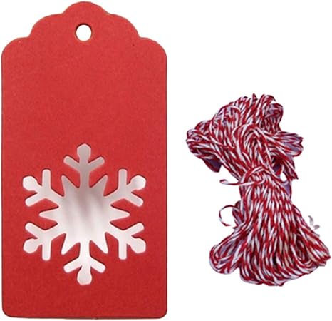Biglietti Di Natale Via Mail.Mnomini 50 Decorazioni Natalizie Da Appendere Biglietti Di Auguri Albero Di Natale Fiocchi Di Neve Etichette In Carta Kraft Bigliettini Con Corda Ornamento Per Albero Di Natale Red Snowflake Amazon It Sport E