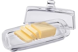 Bezrat Glass Butter Dish | Premium Butter Dish with Lid and Easy Grip Handle | Easy to Use and 100% Food Safe - Dishwasher Safe | Classic Addition