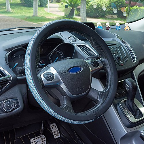 Blueshyhall Steering Wheel Cover,Soft Skidproof Cover Crystal Bling Bling Rhinestones 15"/38cm, Peacock Blue