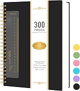 NIRMIRO A4 Spiral Notebook 300 Pages 100GSM Lined Paper Black PVC Cover