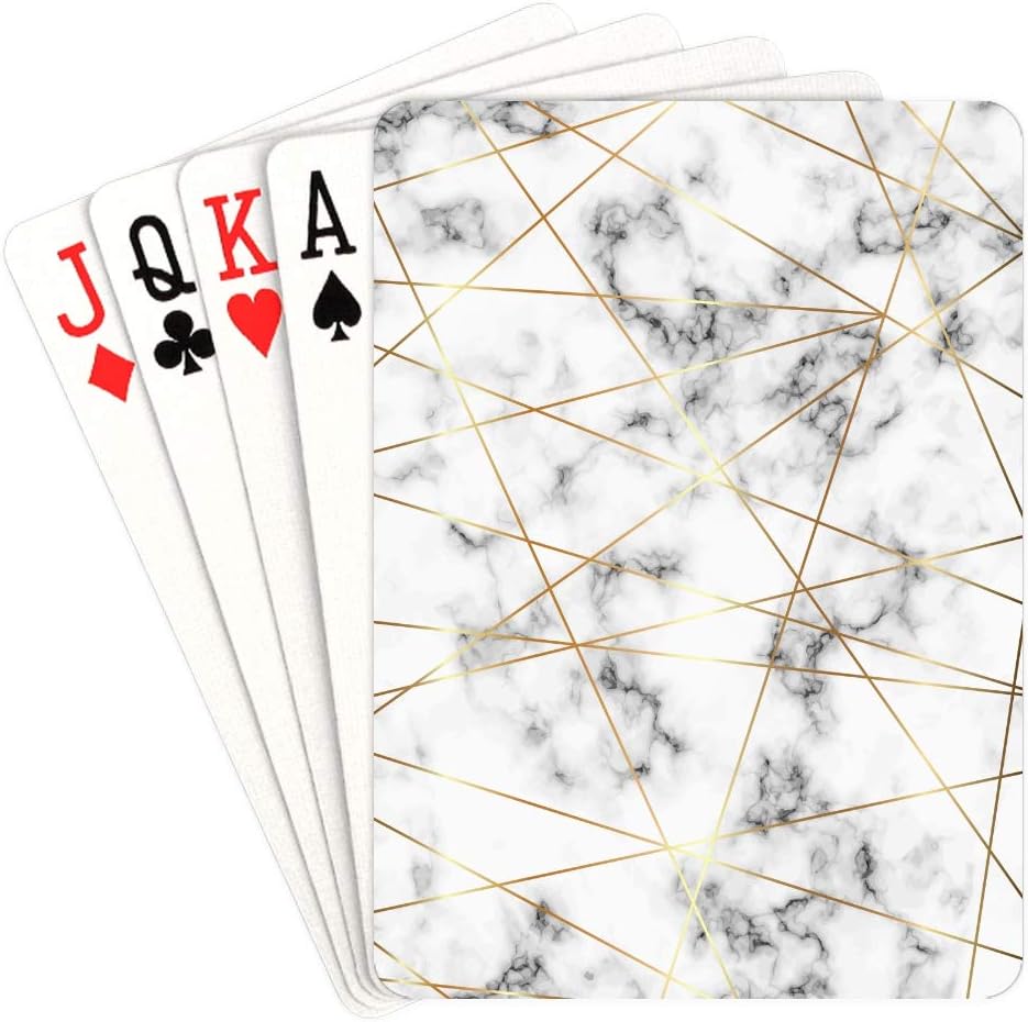 YPink Art Playing Cards Vector White Marble Gold Lines Unique Playing Cards Unique for Kids & Adults Card Decks Games Standard Size
