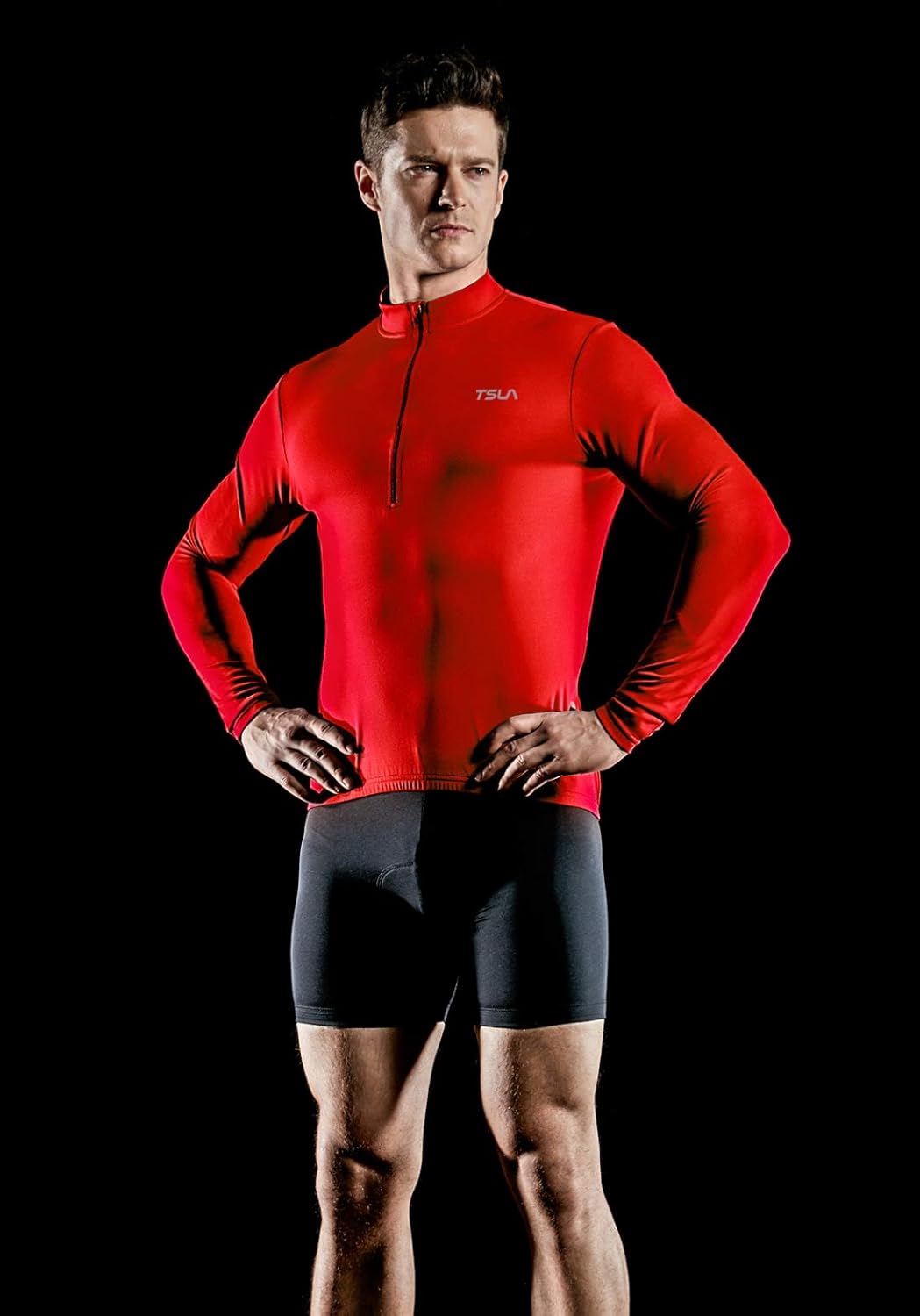 TSLA Men's Long Sleeve Bike Cycling Jersey, Quick Dry Breathable Reflective Biking Shirts with 3 Rear Pockets : Clothing