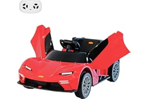 PALBY'S Kids Ride On Car, Licensed KTM 12V Electric Sports Car with Remote Control, Battery Powered Sports Car, Sound System, Scissor Doors, Seat Belt for Boys Girls