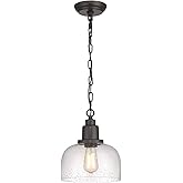 EAPUDUN Modern Farmhouse Pendant Light, 1-Light Industrial Hanging Light Fixture 9.3-inch, Oil Rubbed Bronze Finish with Seed