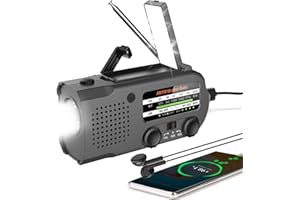 QAUYYW Emergency Radio, Multifunction Solar Crank Radio NOAA Weather AM/FM Radio 5000mAh/18500mWh with USB Charged, Reading Light, Flashlight, SOS Alarm, Headphone Jack Prepare for Emergencies