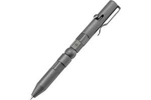 KANSEPT Scavenger Bolt Action Tactical Pen, Beadblasted Titanium with Jackpot Vibes Pattern Body and Pocket Clip for EDC Business Emergency Writing Collection Ballpoint Pens in Gift Box G013P1