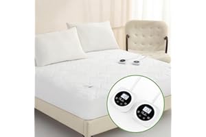 REAKS California King Size Electric Quilted Heated Mattress Pad Cover Dual Control-with Timer-Adjustable 1-12 Hours Auto Shut Off-10 Heat Settings