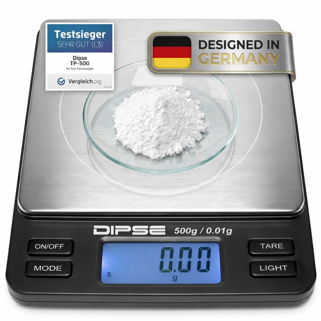 Digital Scales TP Series, Accurate High-Precision Pocket Scales, Gold Scales with Extra-Large Weighing Surface, 500g x 0,01g